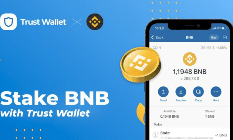 استیک بایننس کوین در تراست ولت